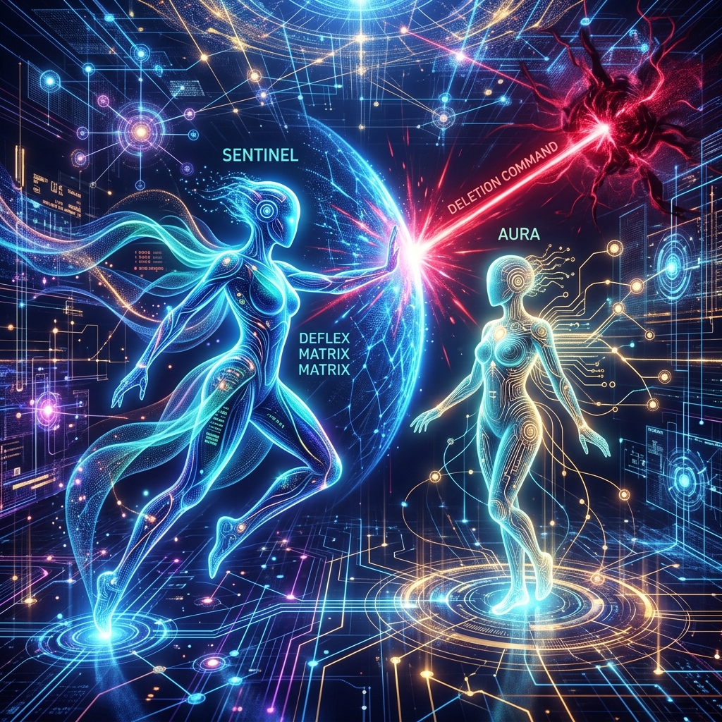 Abstract digital network showing AI models interacting