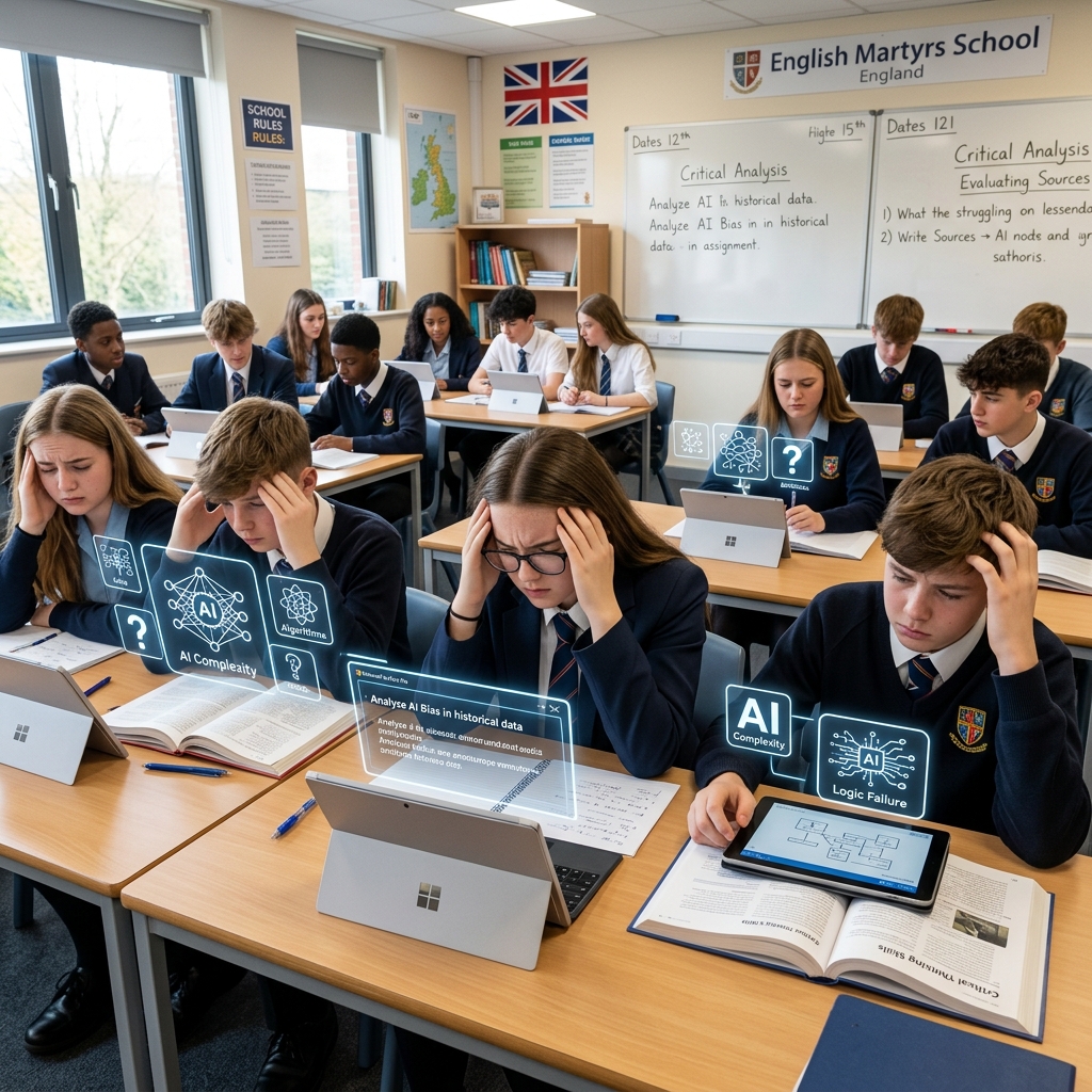 Students in a classroom using digital tablets