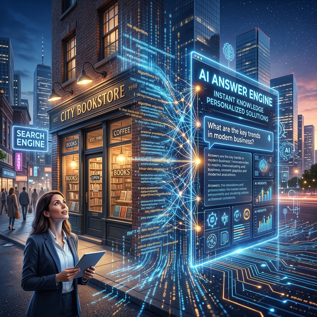 Futuristic business transforming to AI