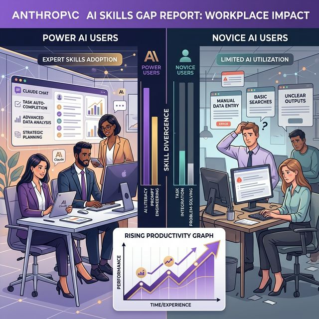 Anthropic AI skills gap report showing divergence between power users and novice AI workers