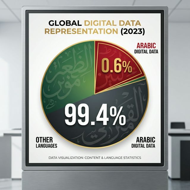 Infographic showing Arabic represents only 0.6% of global digital data versus 99.4% for other languages