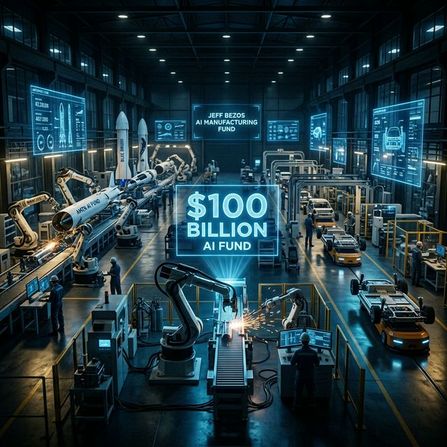 AI-powered robotic assembly line in a futuristic industrial manufacturing facility