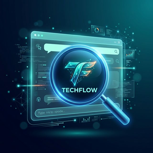Brand logo appearing inside a glowing AI chat interface, representing AI search visibility for GCC businesses