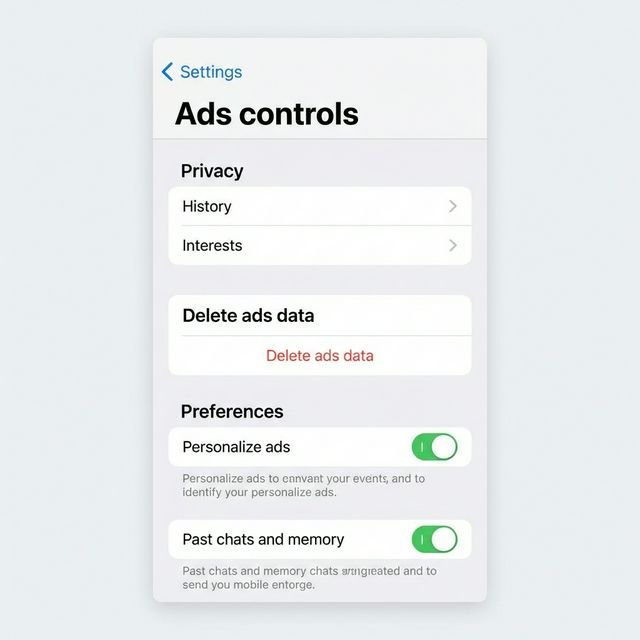 ChatGPT Ad Controls settings screen