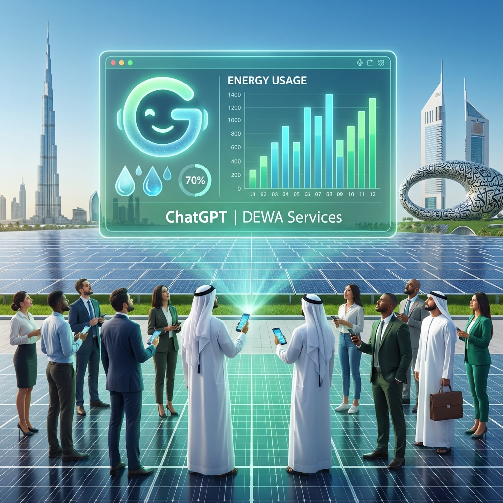 DEWA services on ChatGPT interface illustration