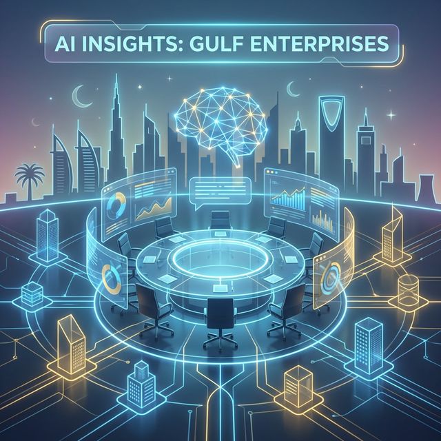 Conceptual visualization of AI adoption and intelligence within Gulf enterprises