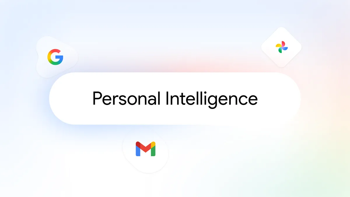 Personal Intelligence with Google G, Photos, and Gmail logos