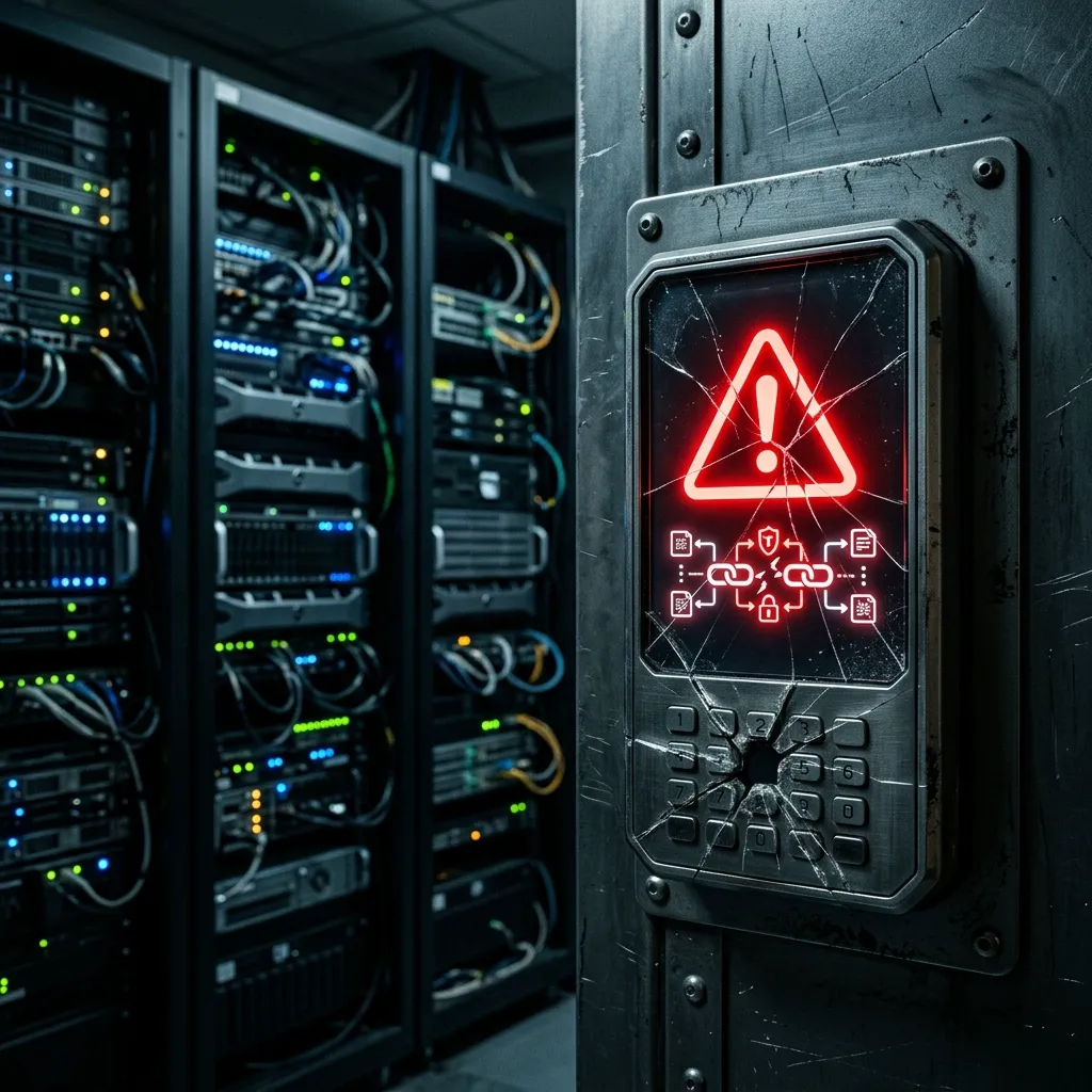 Cybersecurity breach visualization — Vercel OAuth supply chain attack 2026